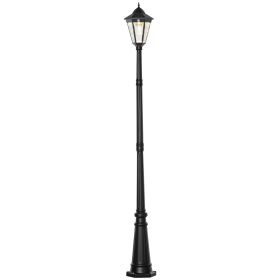 Solar-Powered Vintage Outdoor Lamp Post Light 92.5" Weather-Resistant Clear Glass Black