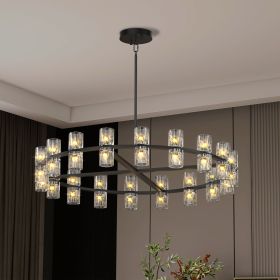 (L005030-D36-P36B/W1340P310778)36 Inches Luxury Chandeliers Crystal Living Room Decorative Lights Simple Modern Dining Room LED Lighting