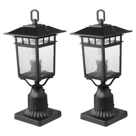 VEVOR 2 Pack Dusk to Dawn Outdoor Post Light, 15.75 in, Waterproof Lamp Post Light Fixtures with 5.5 in Pier Mount Base Glass Shade
