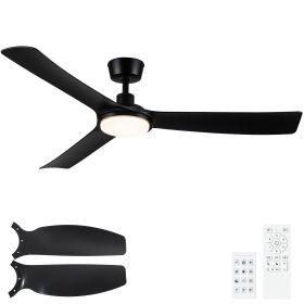 56 in. Integrated LED Farmhouse Indoor/Outdoor Black Smart Ceiling Fan with Remote Control