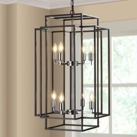 8 Lantern Tiered Chandeliers, Industrial Farmhouse Chandeliers Unavailable Platforms- Temu (Option: Black)