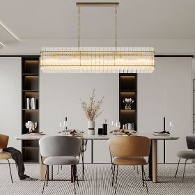 Modern Rectangular Crystal Glass Chandelier (Color: Gold, Material: Iron)