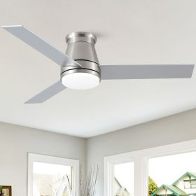48 in. Integrated LED Farmhouse Indoor/Outdoor Nickel Smart Ceiling Fan with Remote Control (Color: Nickel, Material: Metal+Plywood)