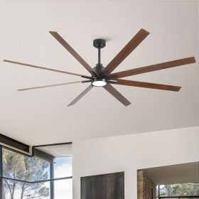 84 in. Integrated LED Farmhouse Indoor/Outdoor Black Smart Ceiling Fan with Remote Control (Color: Black, Material: Metal+Solid wood)