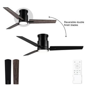 52 in. Integrated LED Farmhouse Indoor/Outdoor Black Smart Ceiling Fan with Remote Control (Color: Black, Material: Metal+Plywood)
