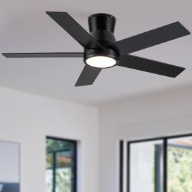 52 in. Black Lowe Profile Ceiling Fan with Light (Color: Black, Material: Metal+Plywood)